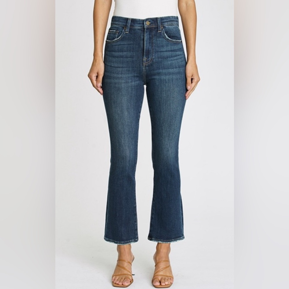 Pistola Dark Blue High-Rise Cropped Flare Jeans